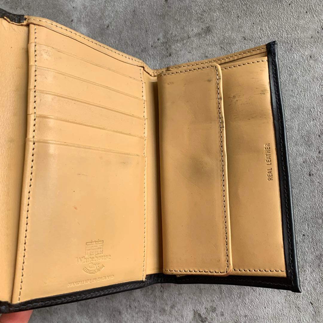 Whitehouse Cox バイカラー三つ折り財布　黒　ナチュラル
