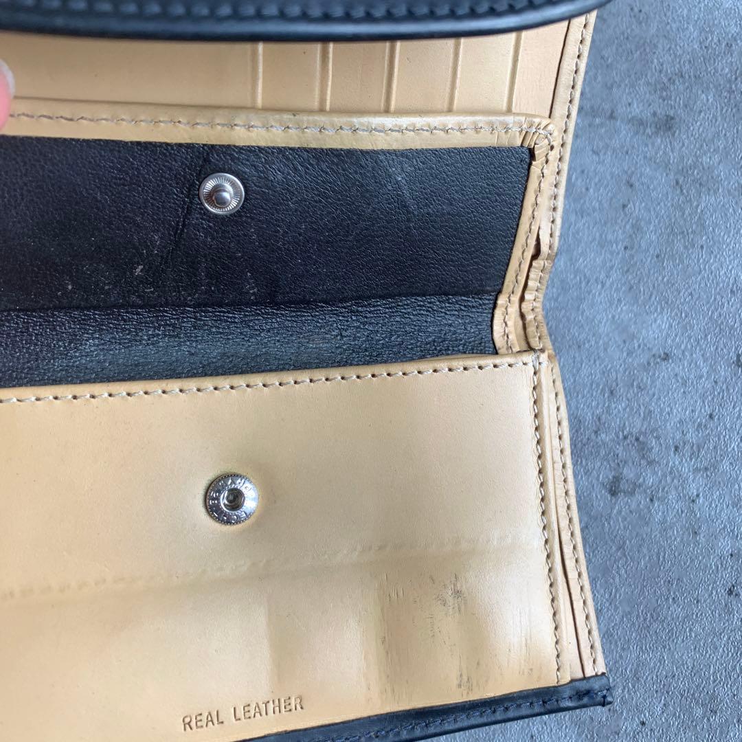 Whitehouse Cox バイカラー三つ折り財布　黒　ナチュラル