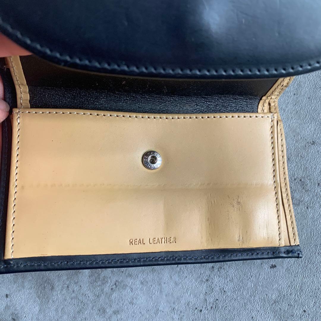 Whitehouse Cox バイカラー三つ折り財布　黒　ナチュラル