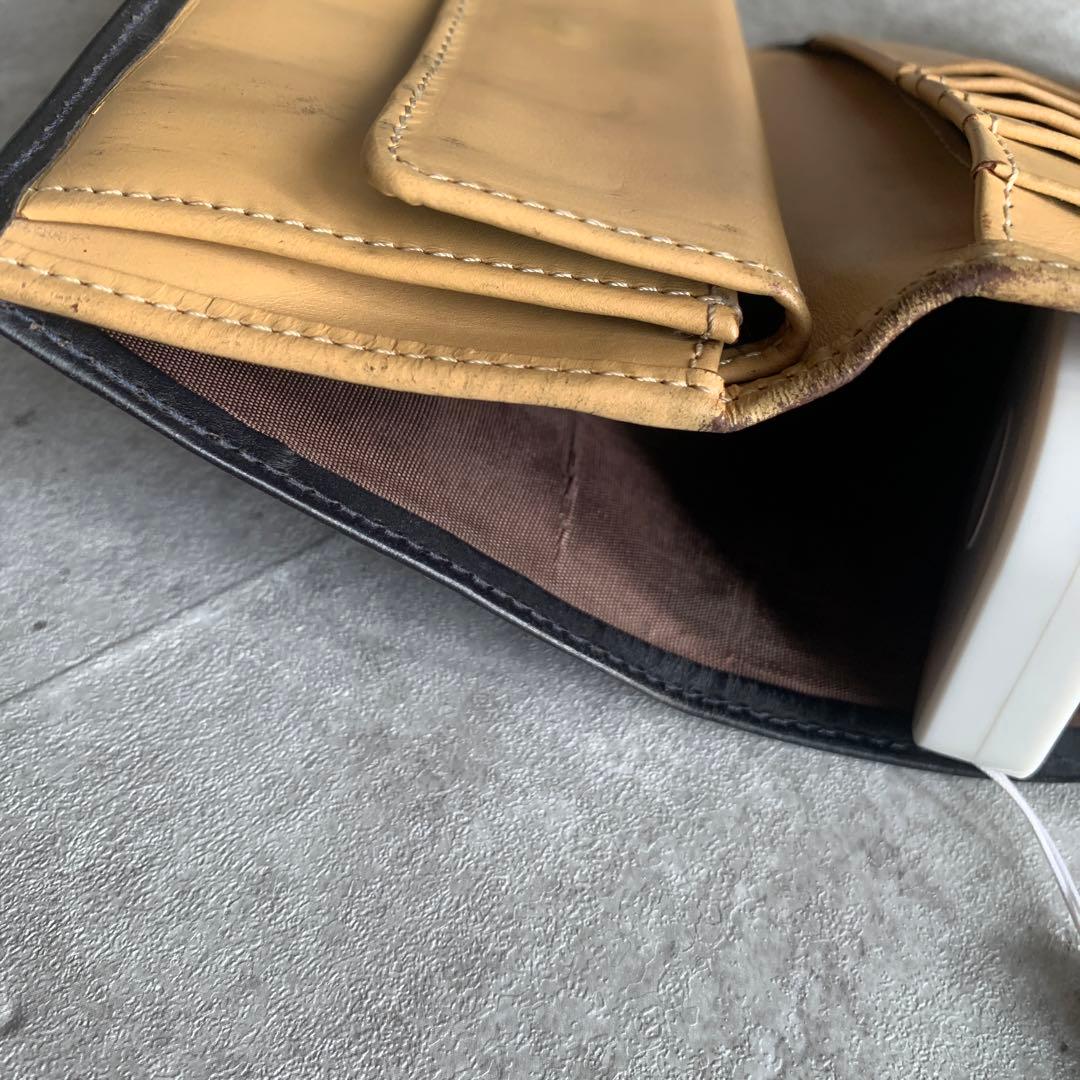 Whitehouse Cox バイカラー三つ折り財布　黒　ナチュラル