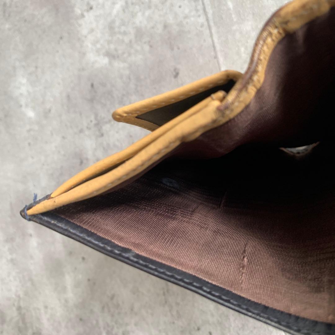 Whitehouse Cox バイカラー三つ折り財布　黒　ナチュラル