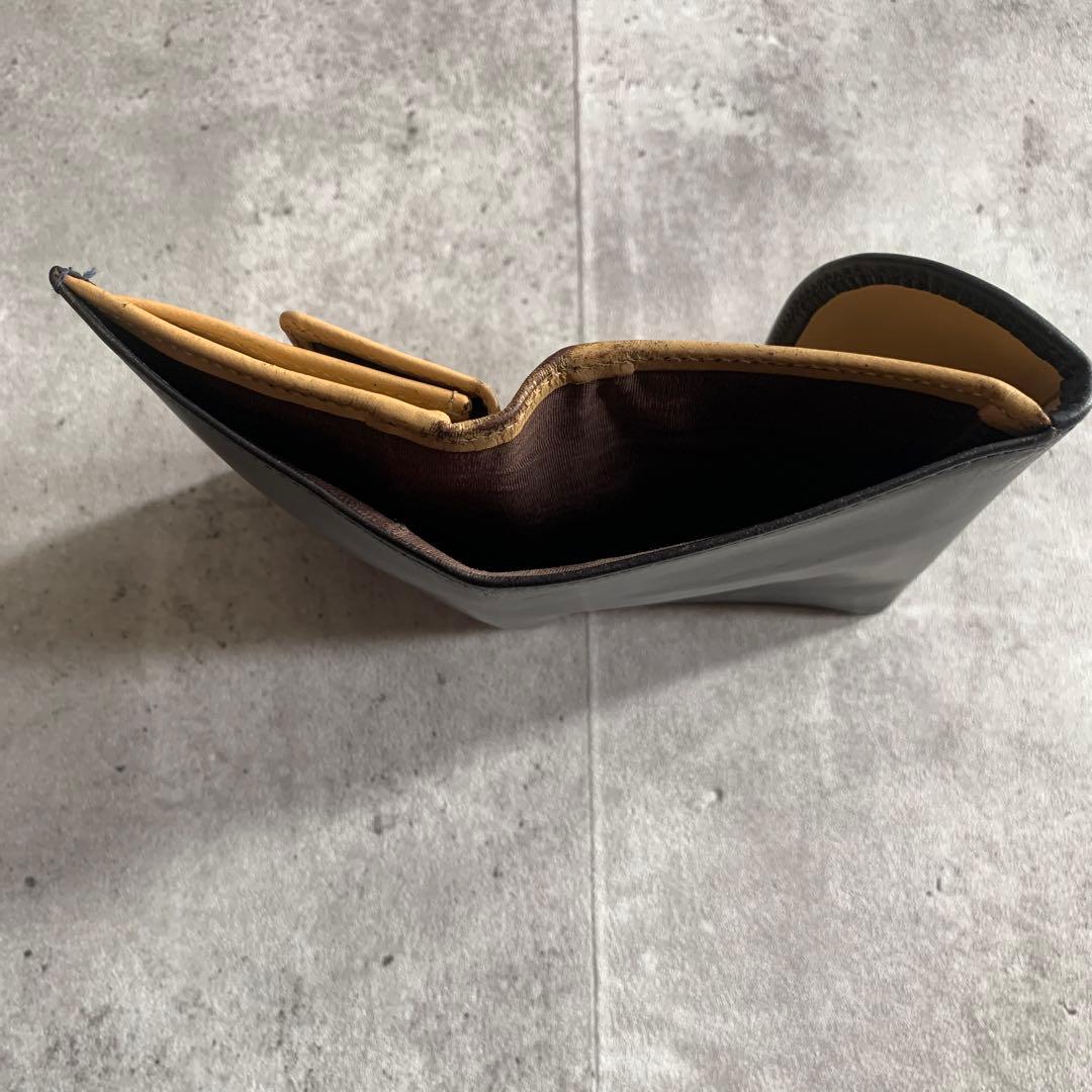 Whitehouse Cox バイカラー三つ折り財布　黒　ナチュラル