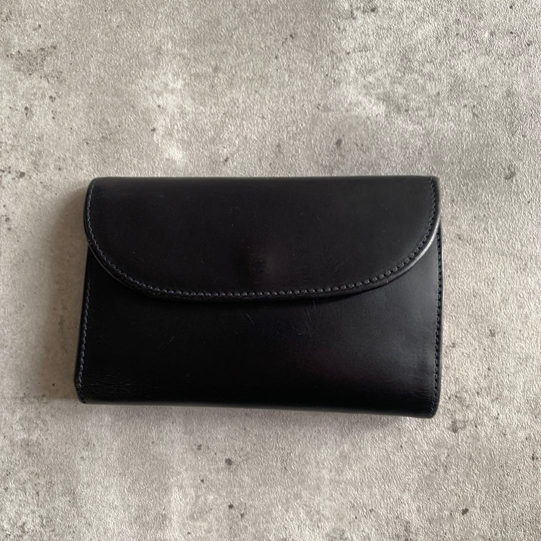 Whitehouse Cox バイカラー三つ折り財布　黒　ナチュラル