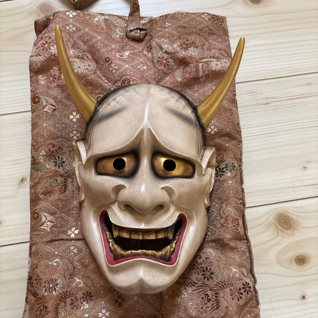 能面 鬼の面 木製 付属品あり