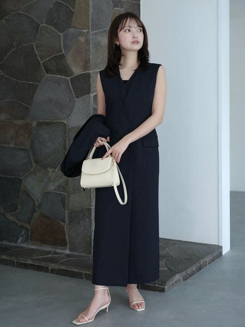 【新品タグ付き】anuans レイヤードジレワンピース