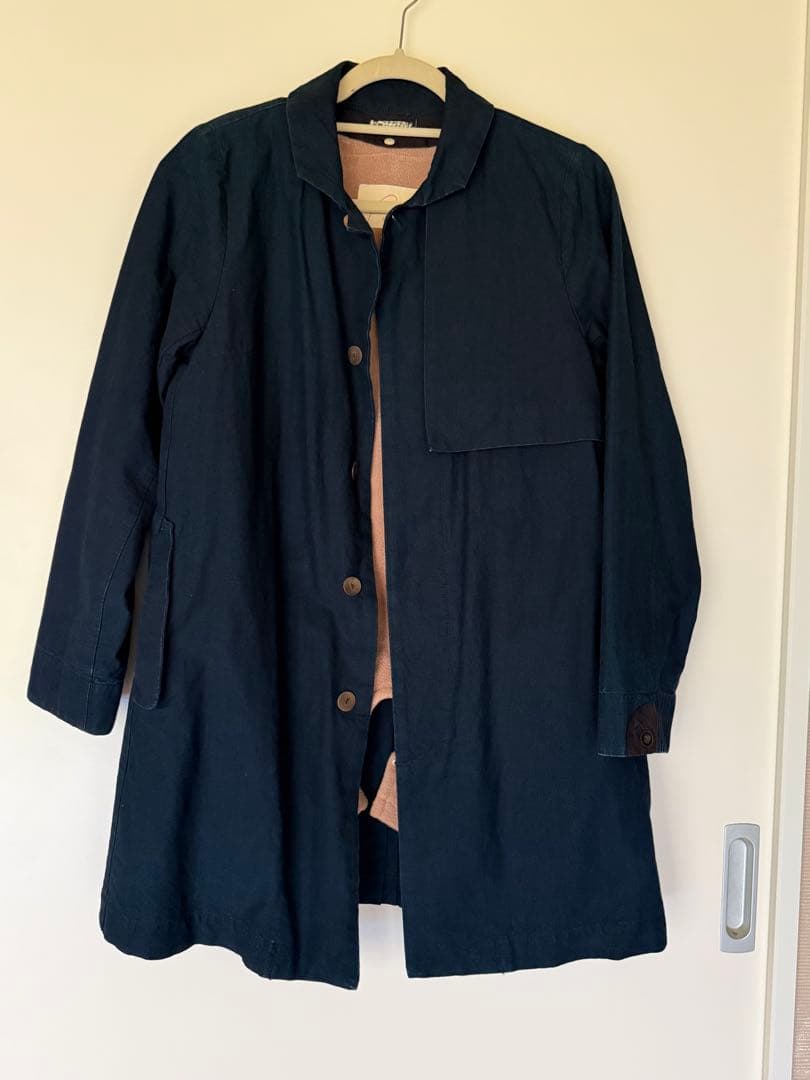 ネイビー ロングコート フリース裏地付き