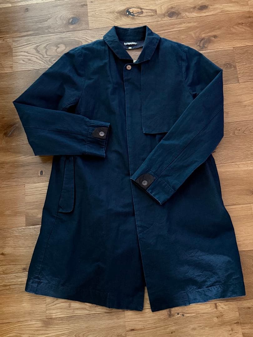 ネイビー ロングコート フリース裏地付き