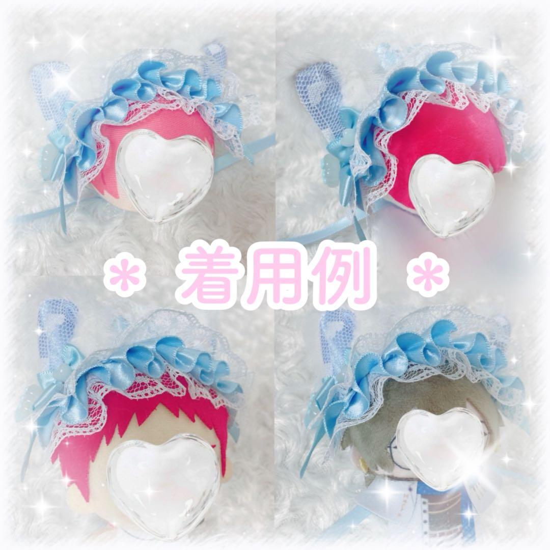 【183】ぬいぐるみ ぬい服 おまんじゅう ヘッドドレス【白 黒 水色 パンダ】