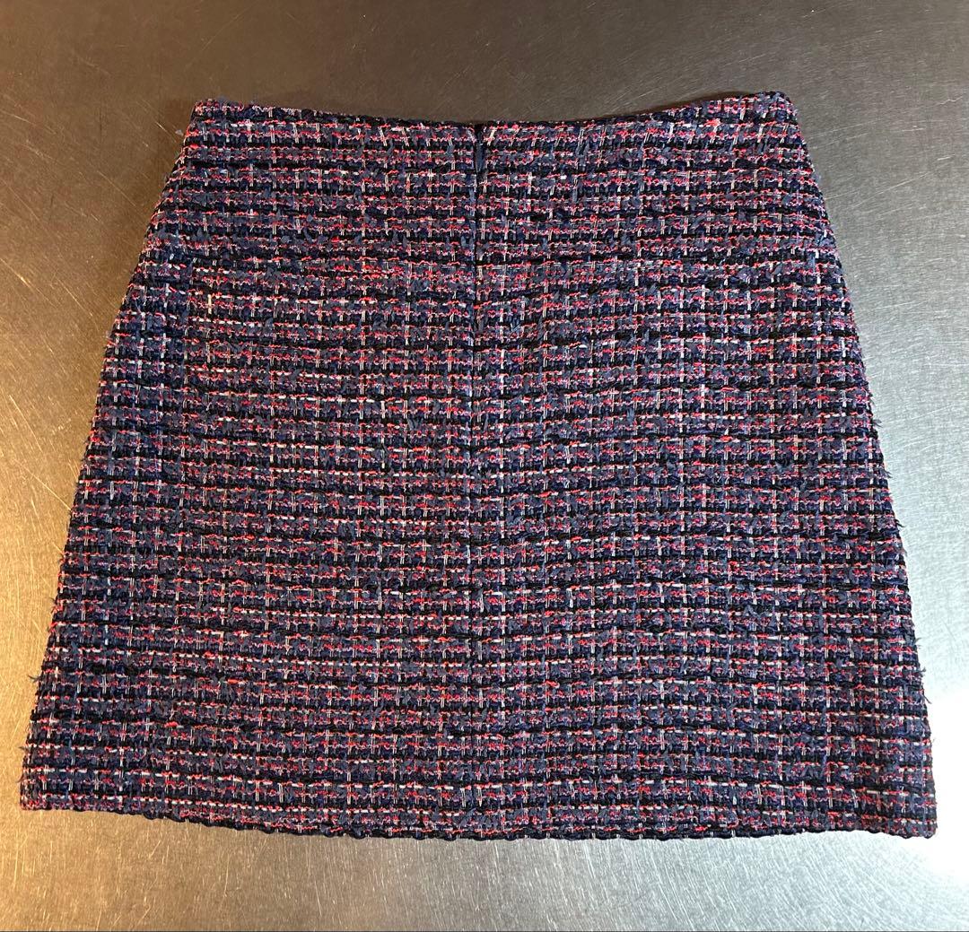 CHANELシャネル　ツイードスカート　トリコロールカラー　CCマーク　36