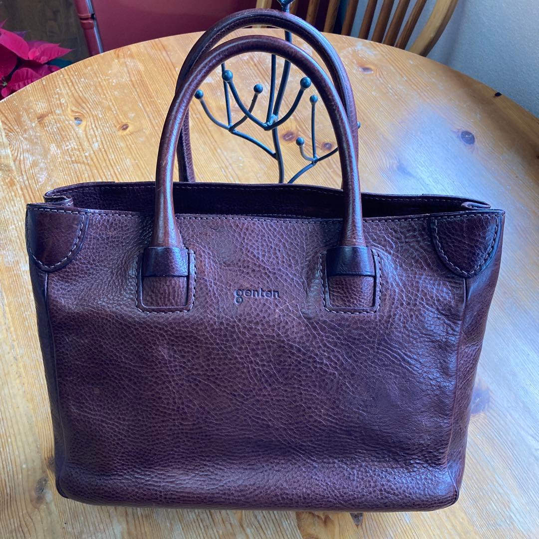 genten ブラウンレザートートバッグ
