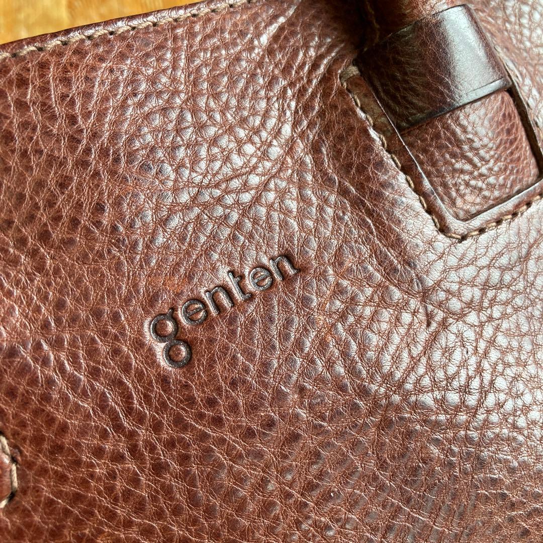 genten ブラウンレザートートバッグ