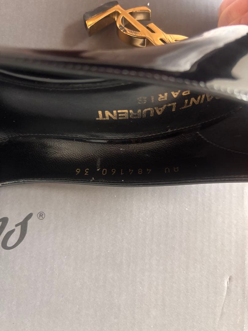 SAINT LAURENT ブラックパンプス YSLロゴ オピウム