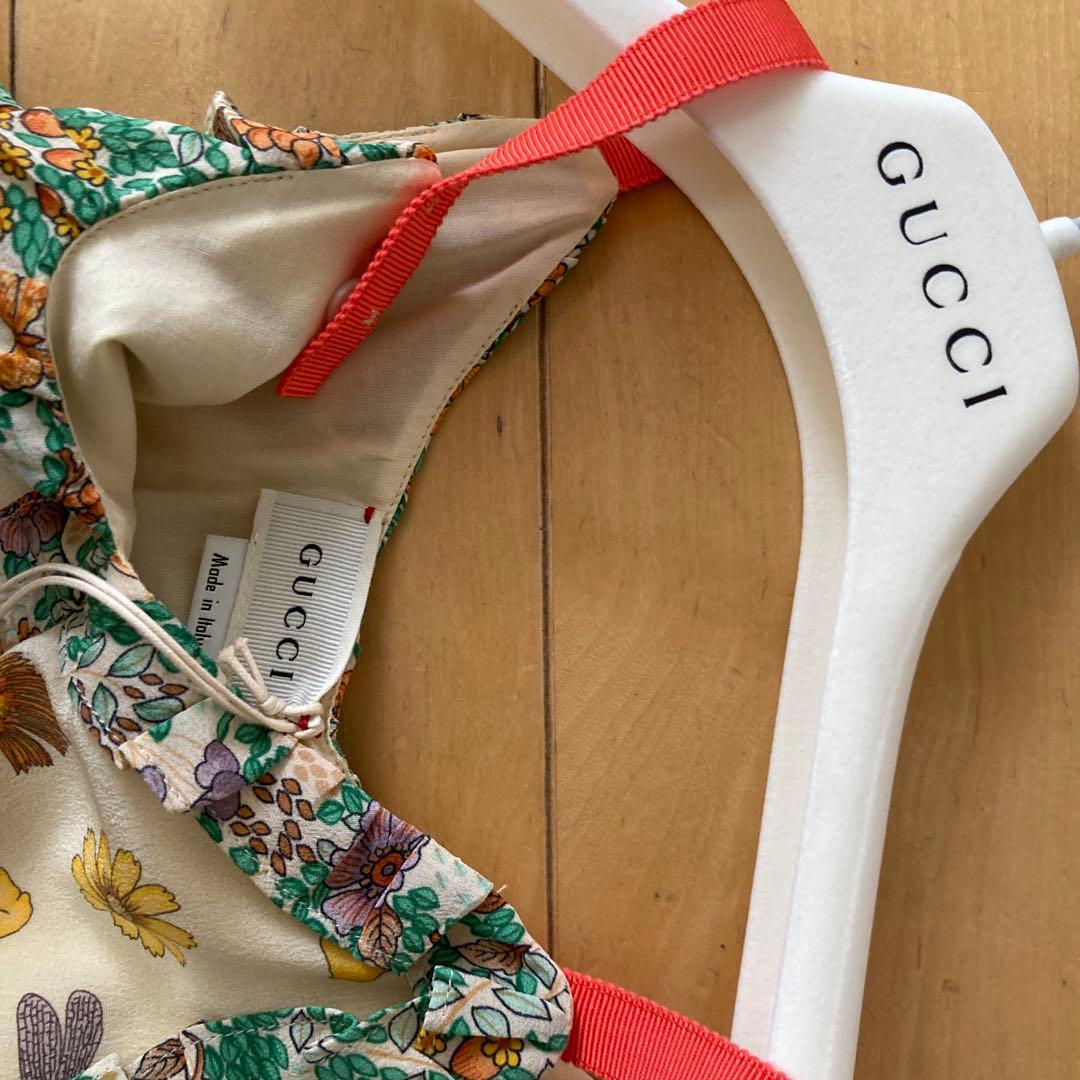 新品！タグ付！グッチ キャミソールワンピース 昆虫花柄 シルク100％サイズ10