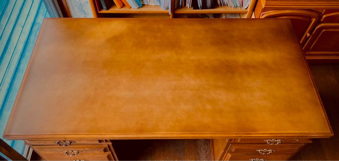 カリモク　両袖机　コロニアル