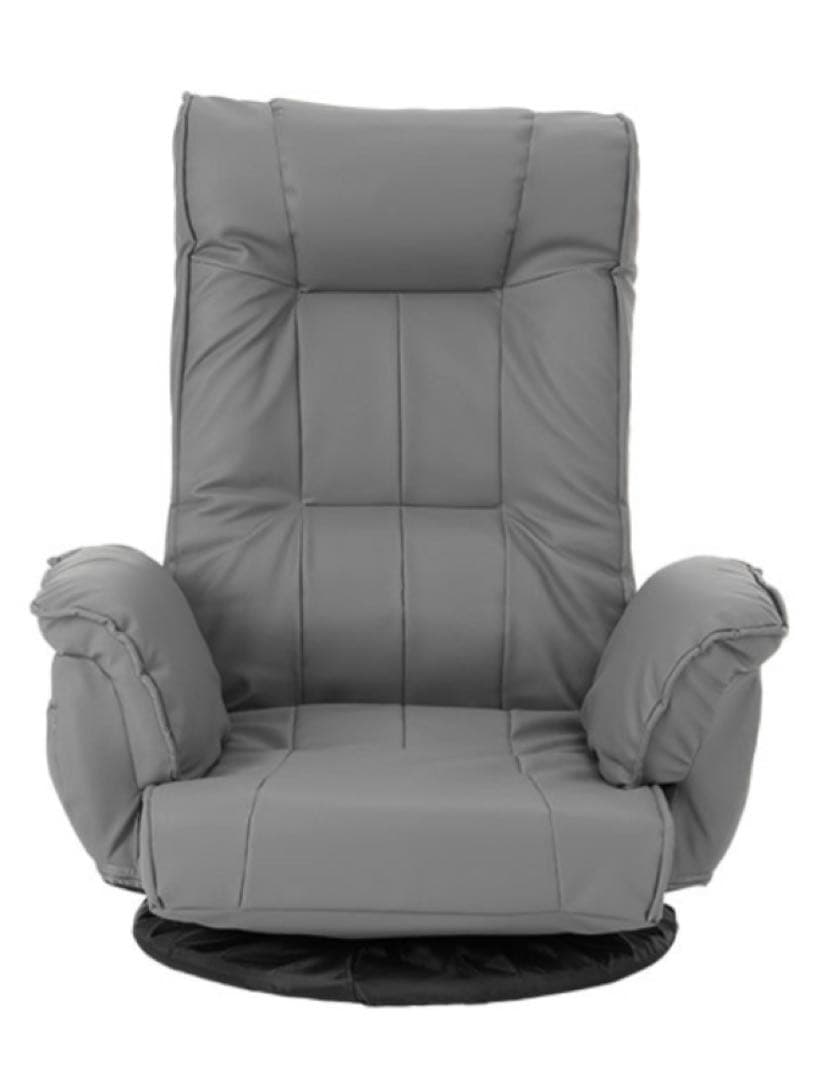 新品　座椅子　回転式　レザー調　ハイバック　折りたたみ　ライトグレー