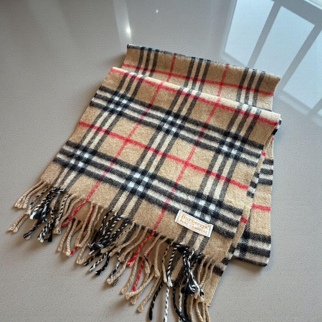 バーバリー カシミヤ100% マフラー ノバチェック 英国製 182cm ロング