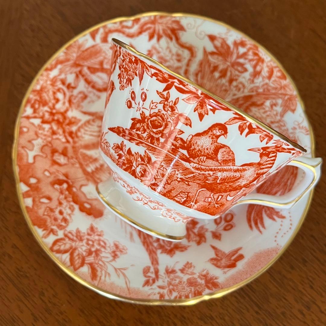 【希少品】ロイヤルクラウンダービー★レッド＆ゴールドエイビス★C/S 2客