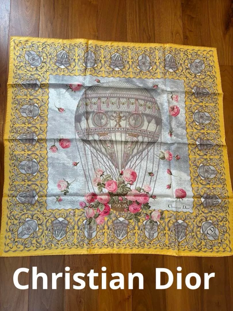 [真夜中セール][ヴィンテージ]Christian Diorバラと気球のスカーフ