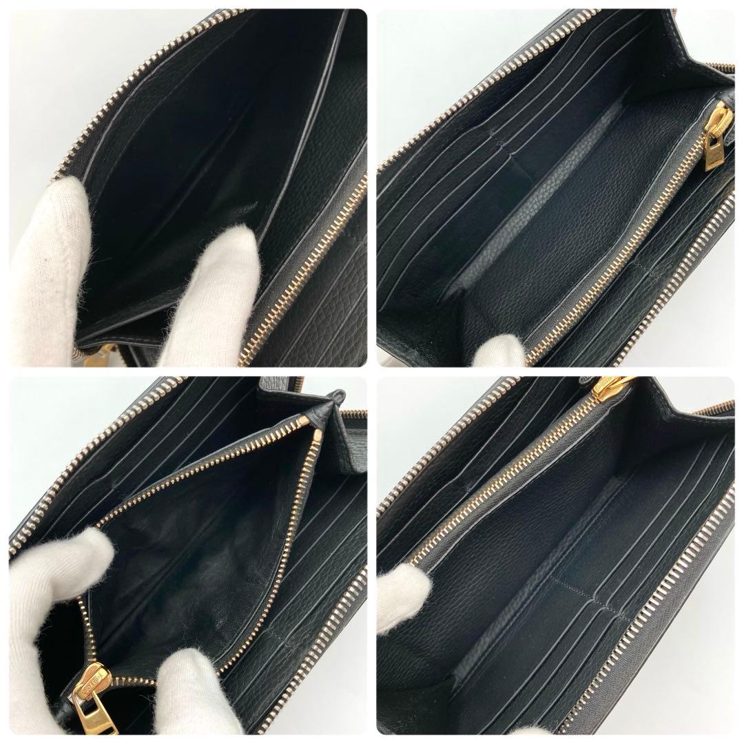 Seren✨ TOM FORD 長財布 ラウンドジップ 黒 レザー ロゴ