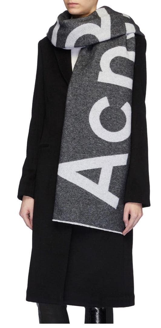 Acne Studios ロゴ入りマフラー グレー/ブラック