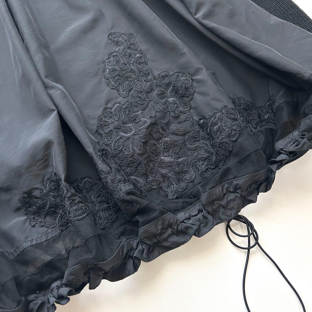 希少✨N°21 ウール ニット 異素材ドッキング バックギャザー レース 黒