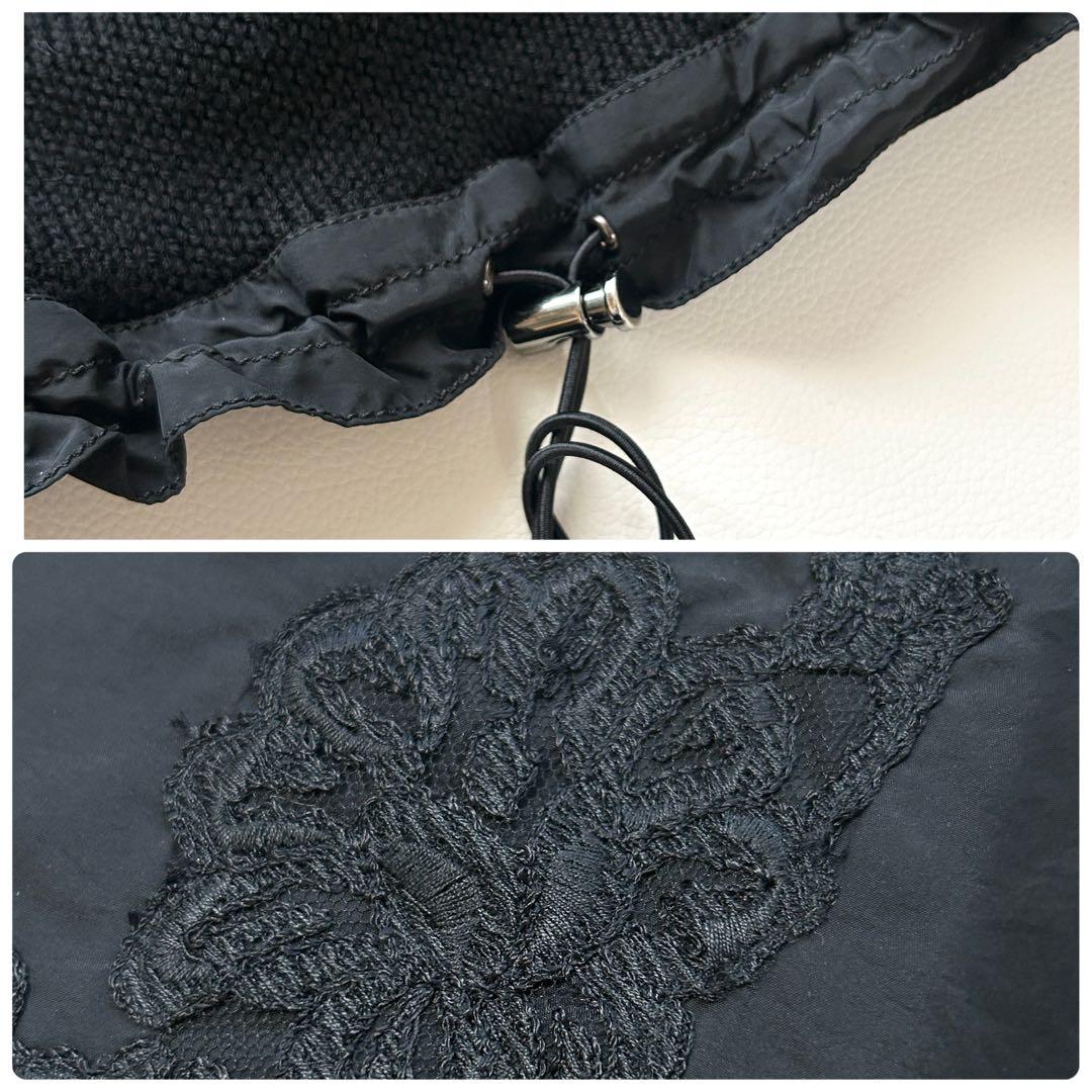 希少✨N°21 ウール ニット 異素材ドッキング バックギャザー レース 黒