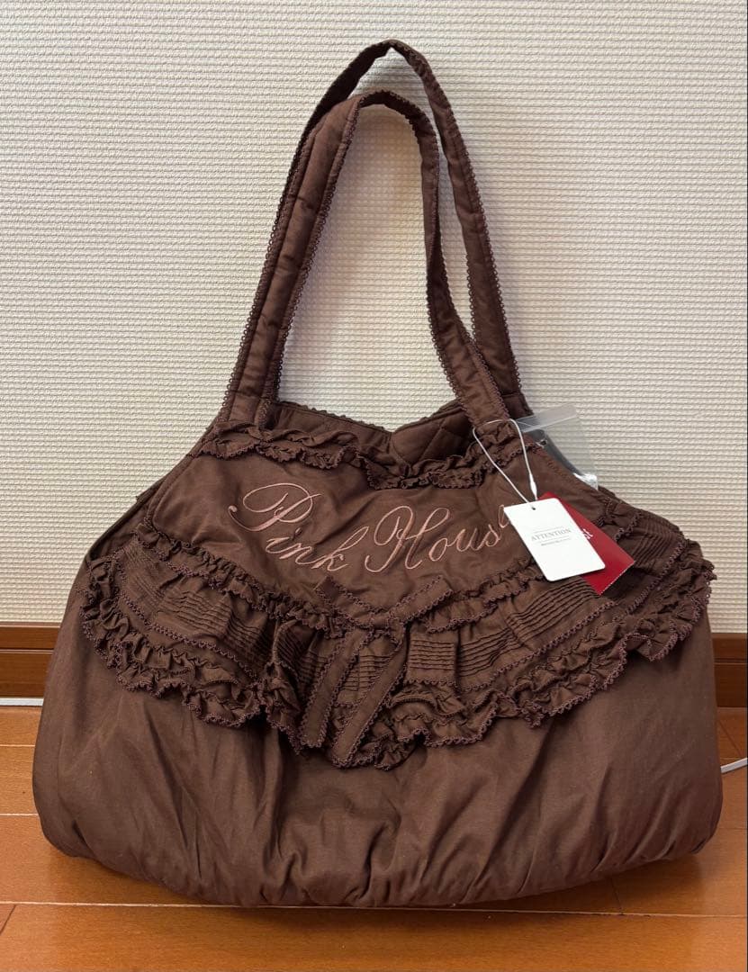 新品☆ ピンクハウスのピコフリル＆ピコレース付リボントートバッグ