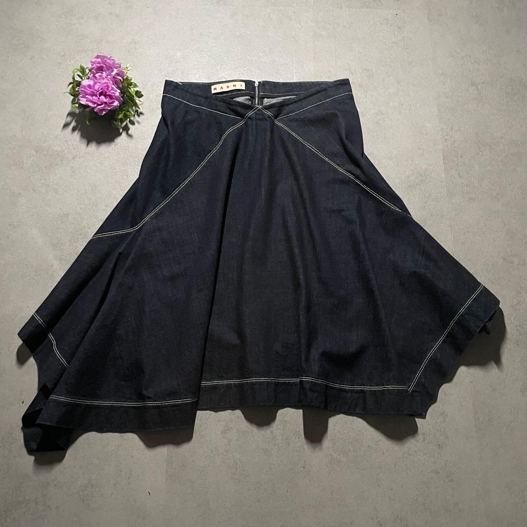 美品　マルニ　デニム　スカート　イタリア製 アシンメトリー　大きいサイズ　3XL
