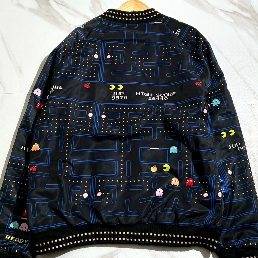 美品　PAC MAN　パックマン　モンスター　リバーシブル　スカジャン　XL黒
