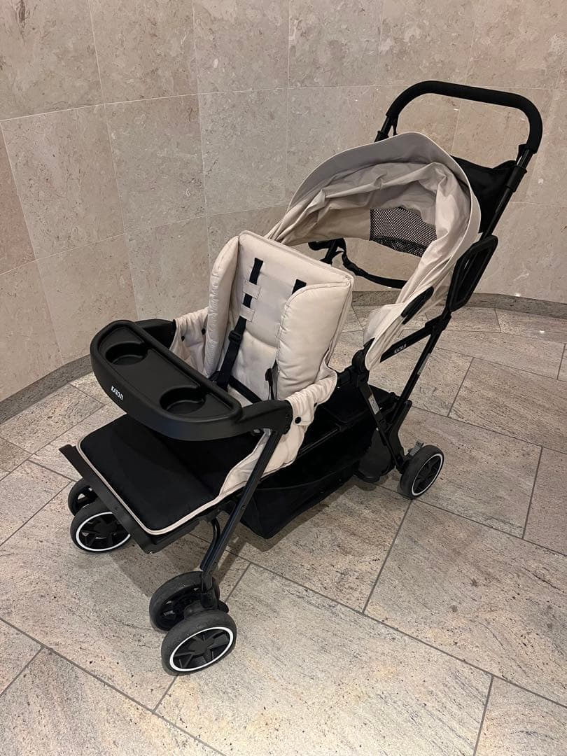 【専用レインカバー付】KATOJI ベビーカー 2人でゴー　ベージュ