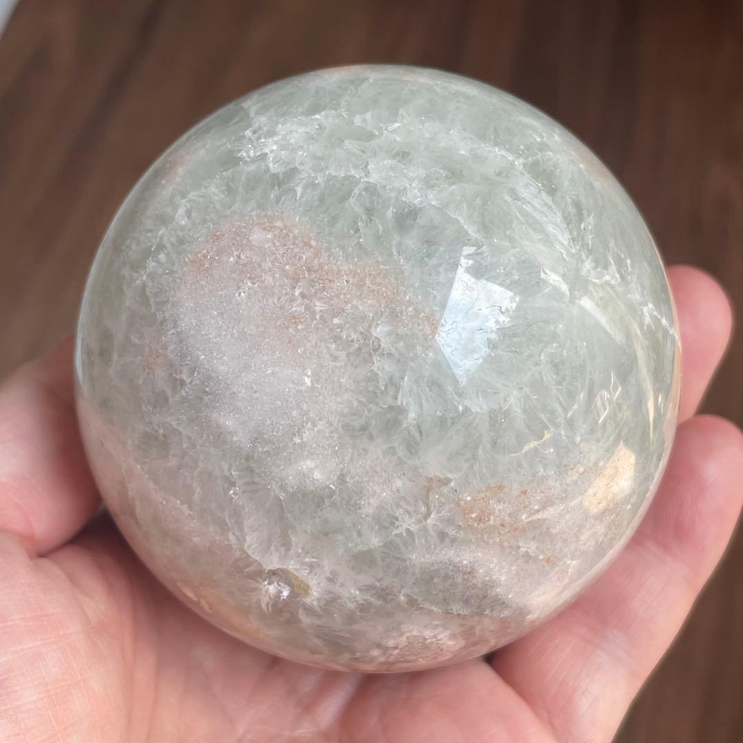 ★とても大きな子です★プラシオライト 桜瑪瑙共生 スフィア 天然石 置物