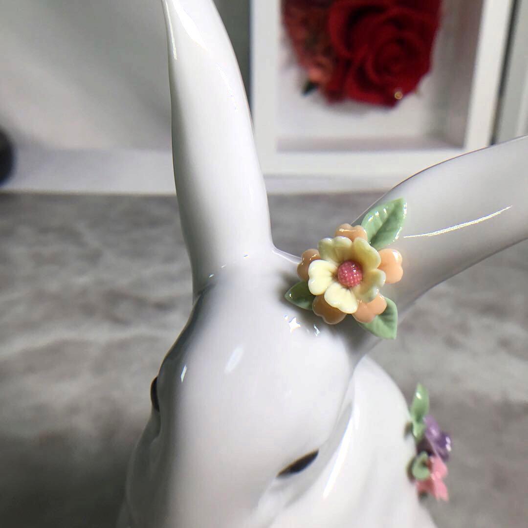 リヤドロ LLADRO 花飾りの白うさぎ フラワー ラビット ROEN joy