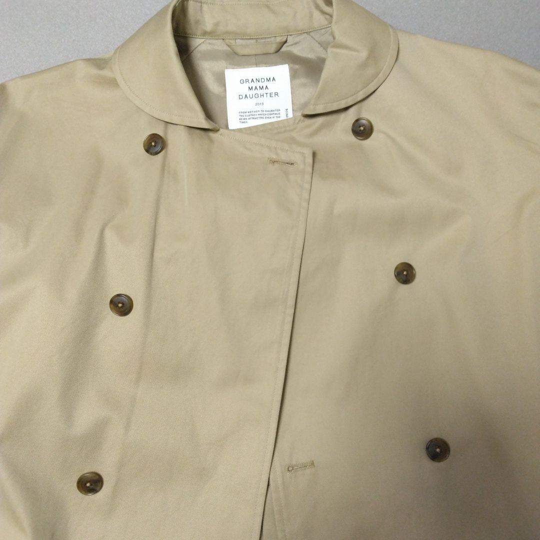 グランマ ママ ドーター コットン ギャバジン ラウンドカラー トレンチコート