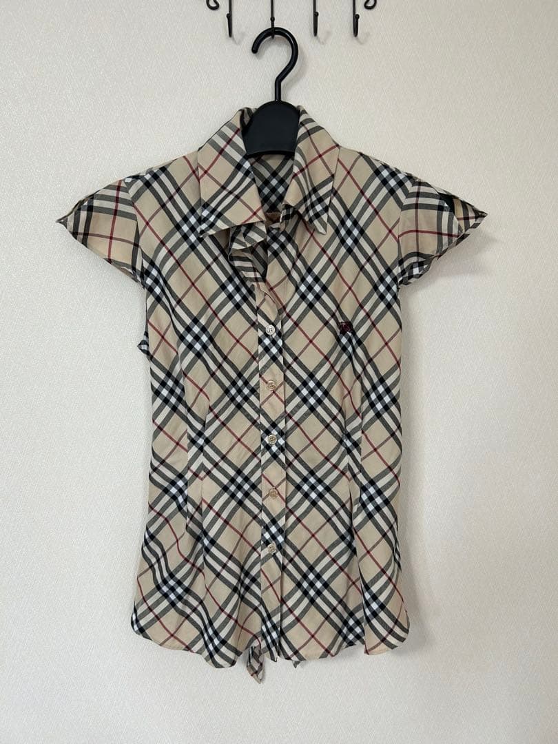 バーバリー burberry チェック柄 半袖 ブラウスベージュ　38