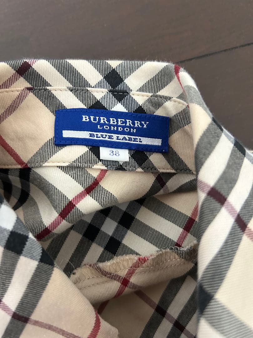 バーバリー burberry チェック柄 半袖 ブラウスベージュ　38