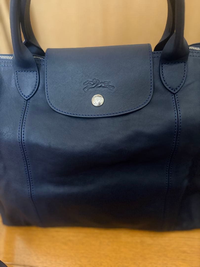 ロンシャン☆キュイール•ルプリアージュオールレザーネイビー