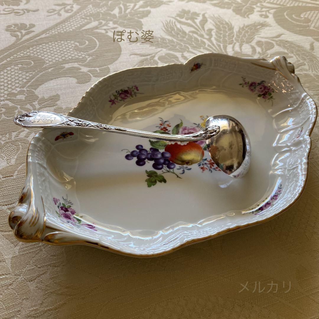 【マイセン】「旧画法／果物・花と昆虫」楕円大皿