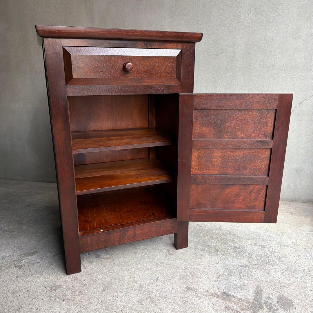 極美品　松本民芸家具 ミズメザクラ無垢材 C型電話台 キャビネット 天然木