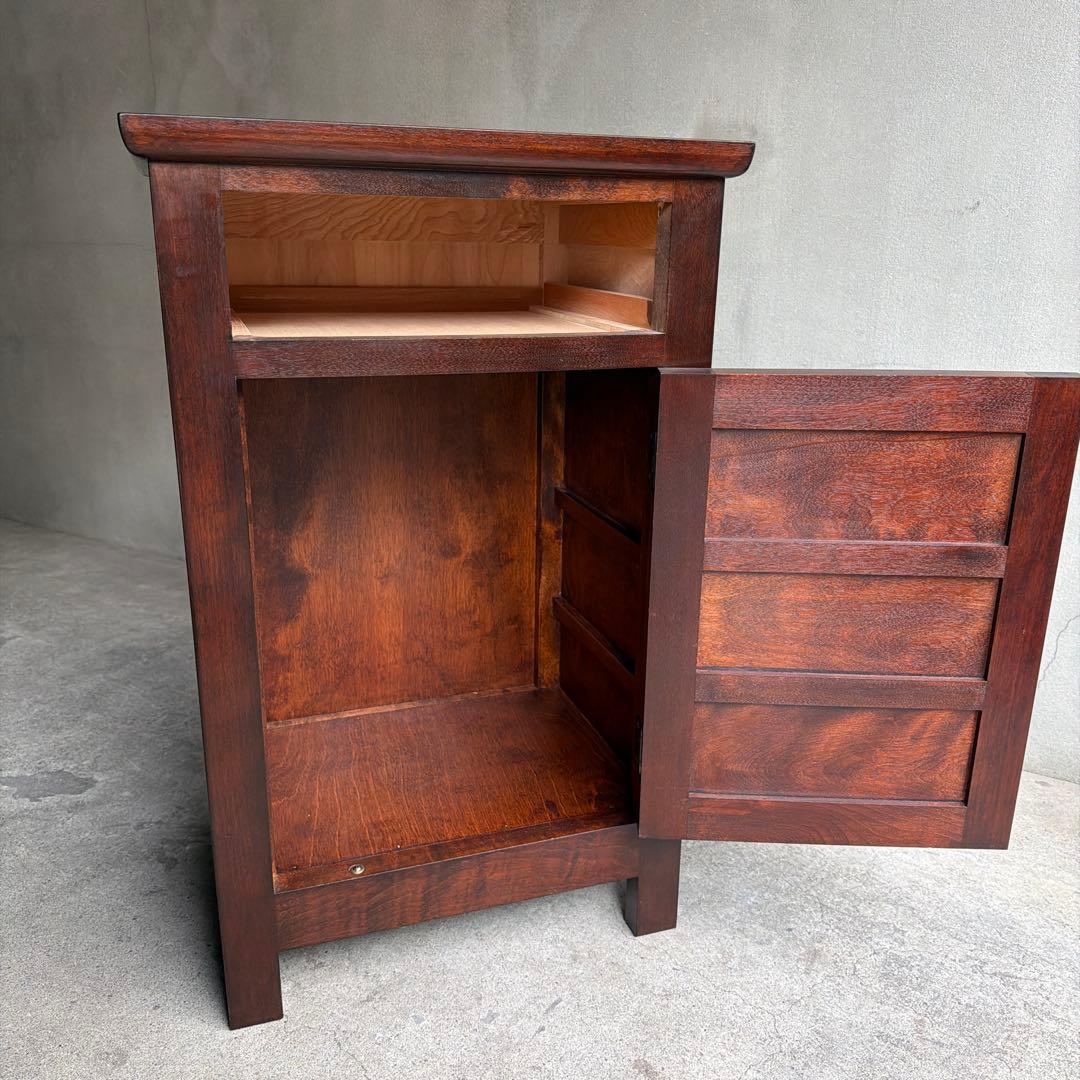 極美品　松本民芸家具 ミズメザクラ無垢材 C型電話台 キャビネット 天然木