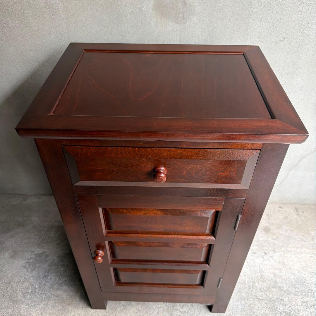 極美品　松本民芸家具 ミズメザクラ無垢材 C型電話台 キャビネット 天然木