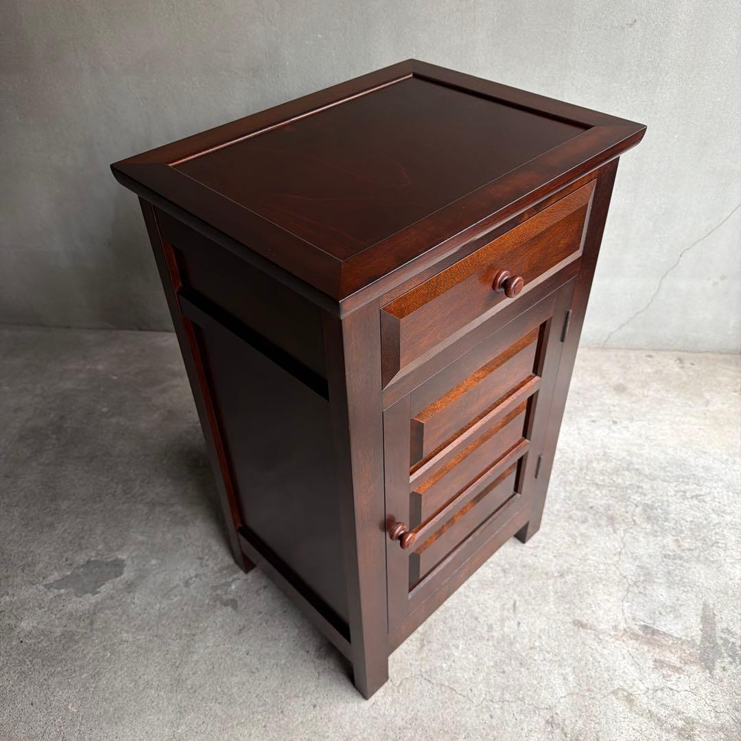 極美品　松本民芸家具 ミズメザクラ無垢材 C型電話台 キャビネット 天然木