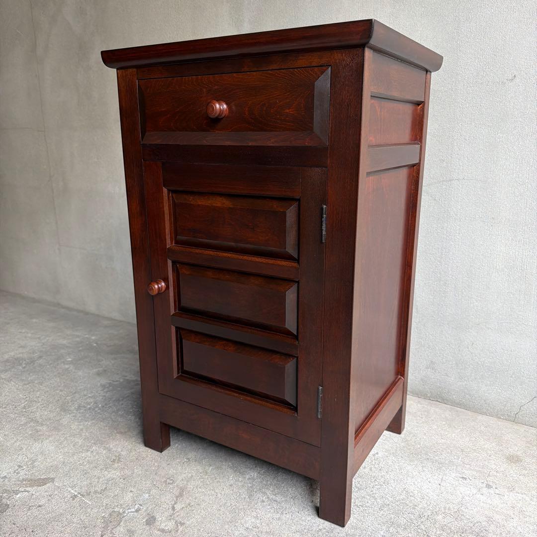 極美品　松本民芸家具 ミズメザクラ無垢材 C型電話台 キャビネット 天然木