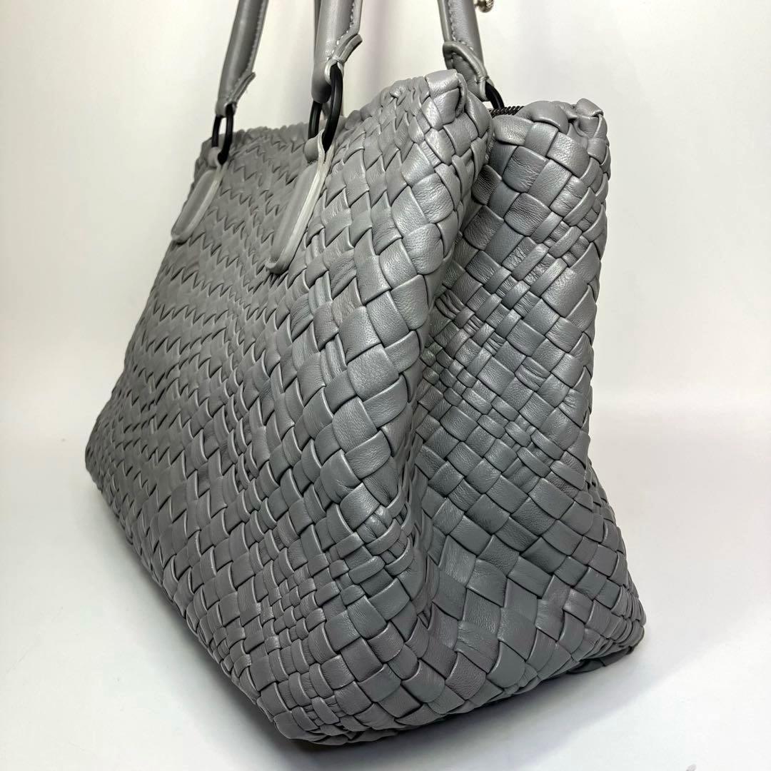 FALORNI ファロルニ レザー トートバッグ グレージュ系 編み込み