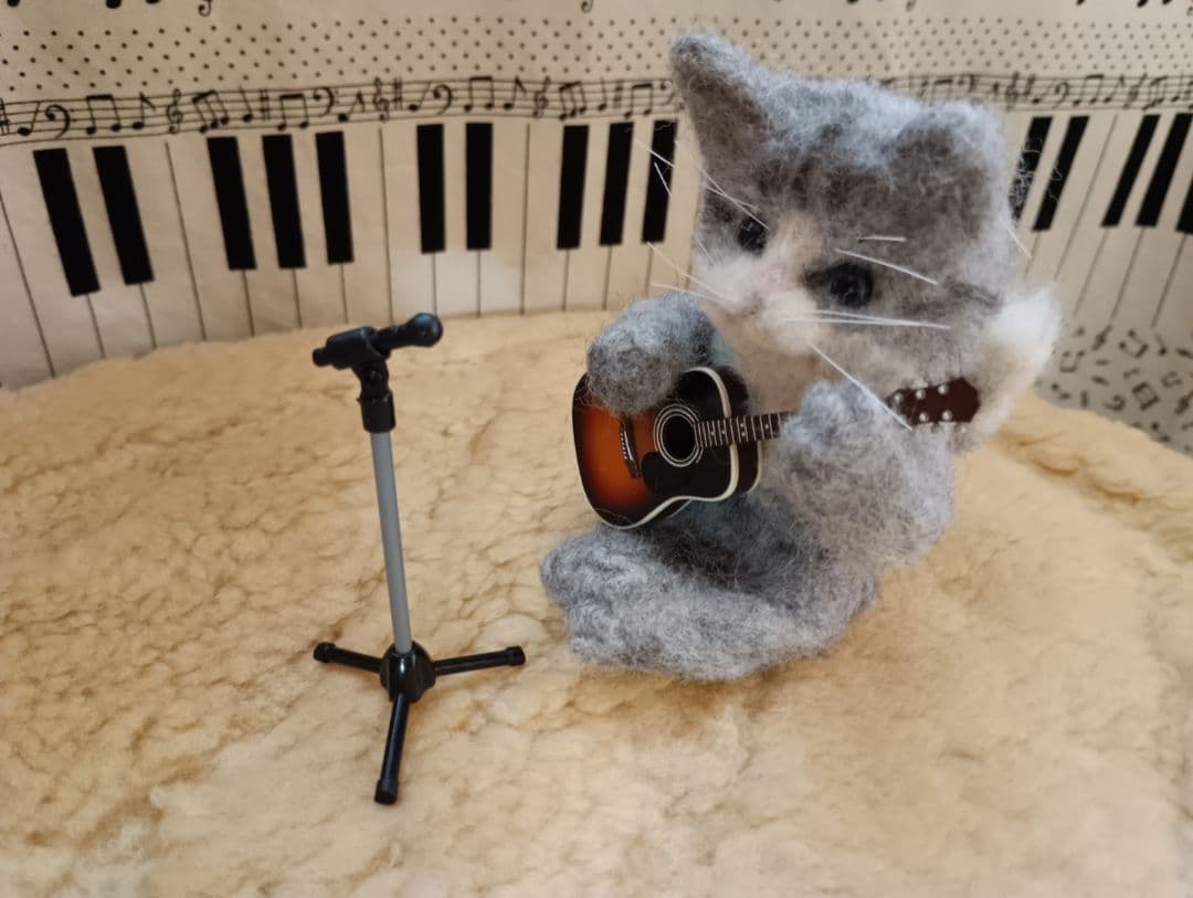 羊毛フェルト 猫 【ボクはギタリスト】