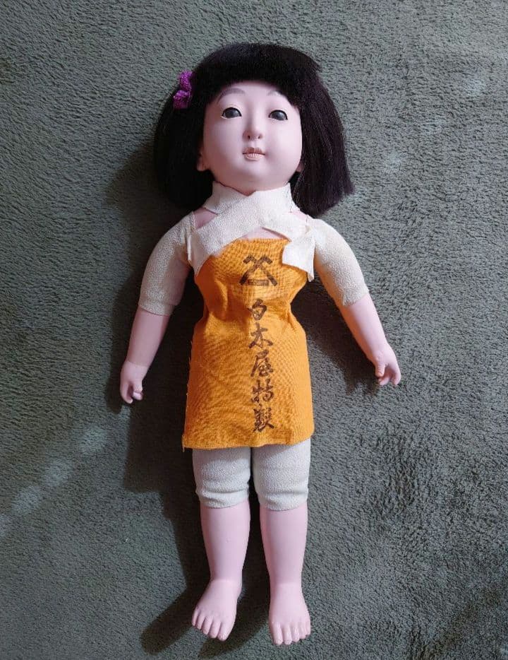 極上　市松人形 大正から昭和初期　爪切りつき　白木屋特製　羽衣　人毛　約42cm
