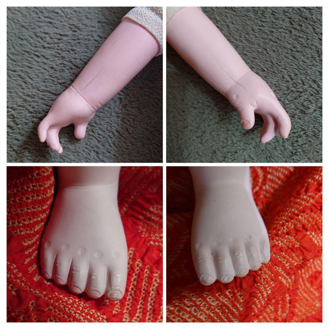 極上　市松人形 大正から昭和初期　爪切りつき　白木屋特製　羽衣　人毛　約42cm