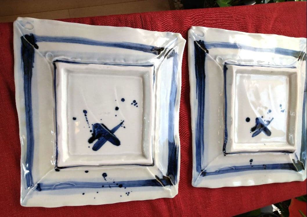 ⬛ブロが選ぶ【高級皿・人気の美濃焼・ 庄右ェ門作】デザイン【扇型超特大皿】２皿