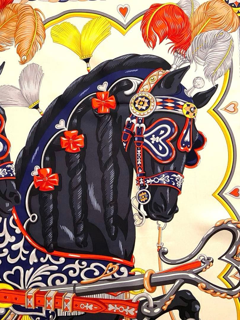 極美品 可愛い エルメス シルクスカーフ カレ90 アルネ・ドゥ・クール ハート