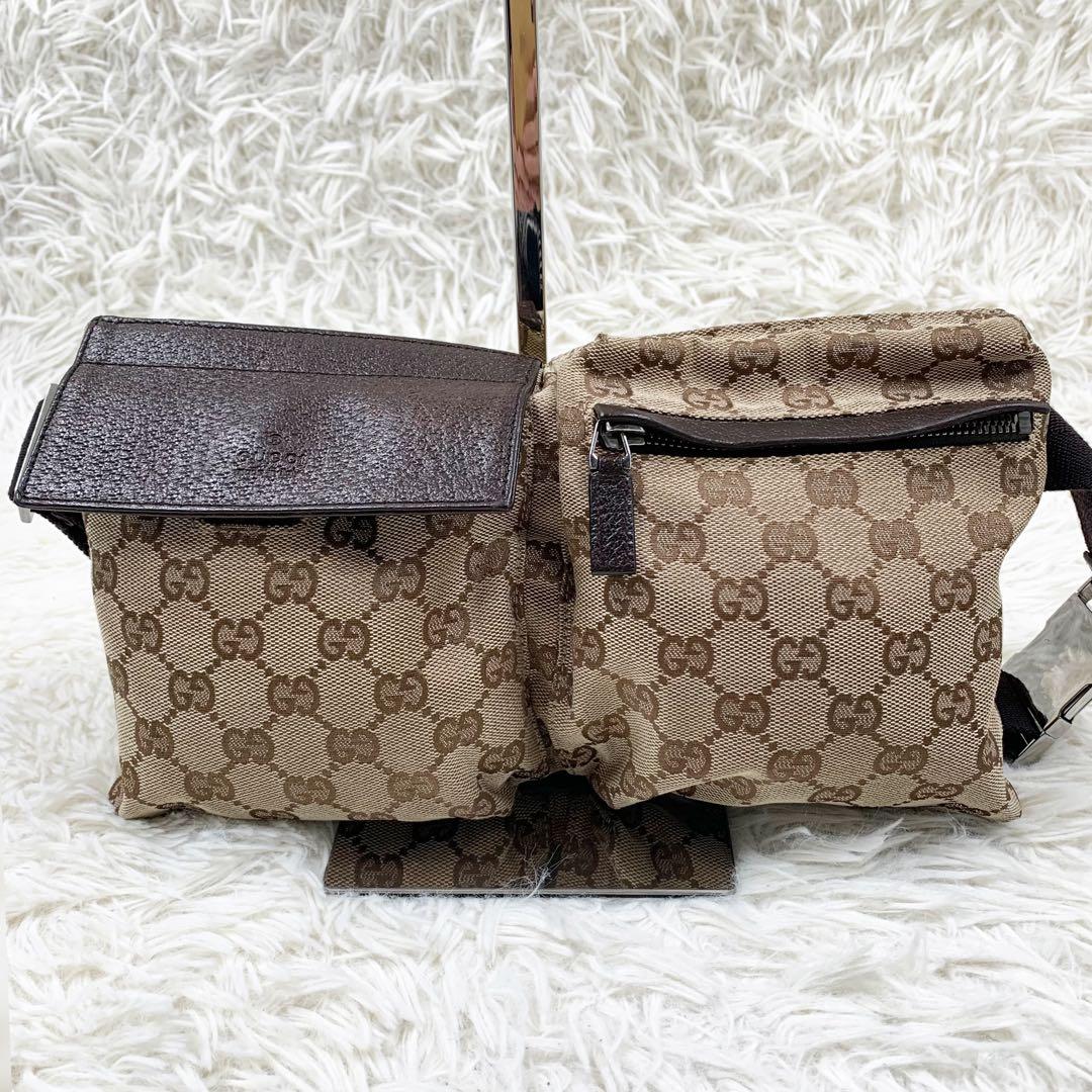 【✨極美品✨】グッチ ウエストポーチ GGキャンバス ベージュ