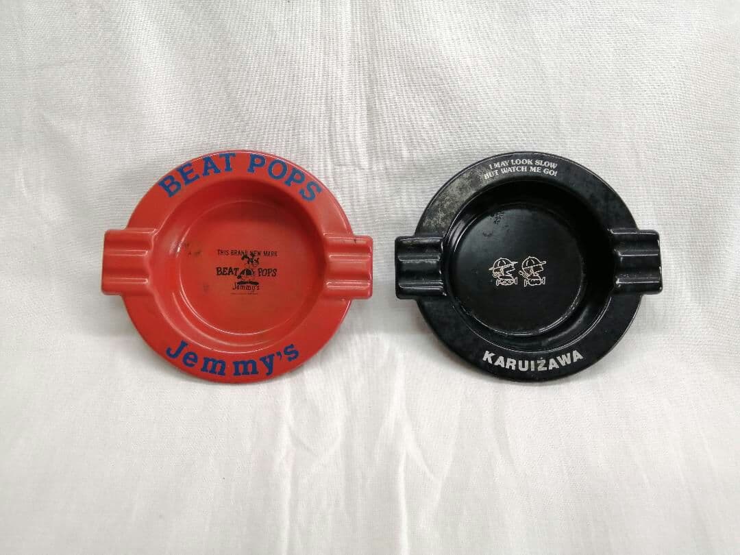 昭和レトロ ホーロー 灰皿 アンティーク ファンシー 絵土産 オシャレ^